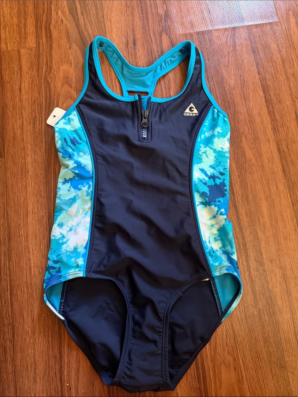 Gerry Weber Navy and Aqua Girls' One-Piece Swimsuit with Front Zip